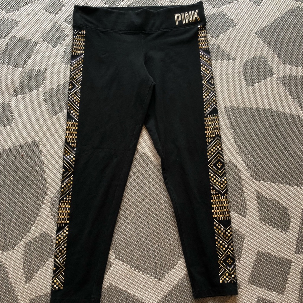 Pink Victoria Secret black designed stretch pants